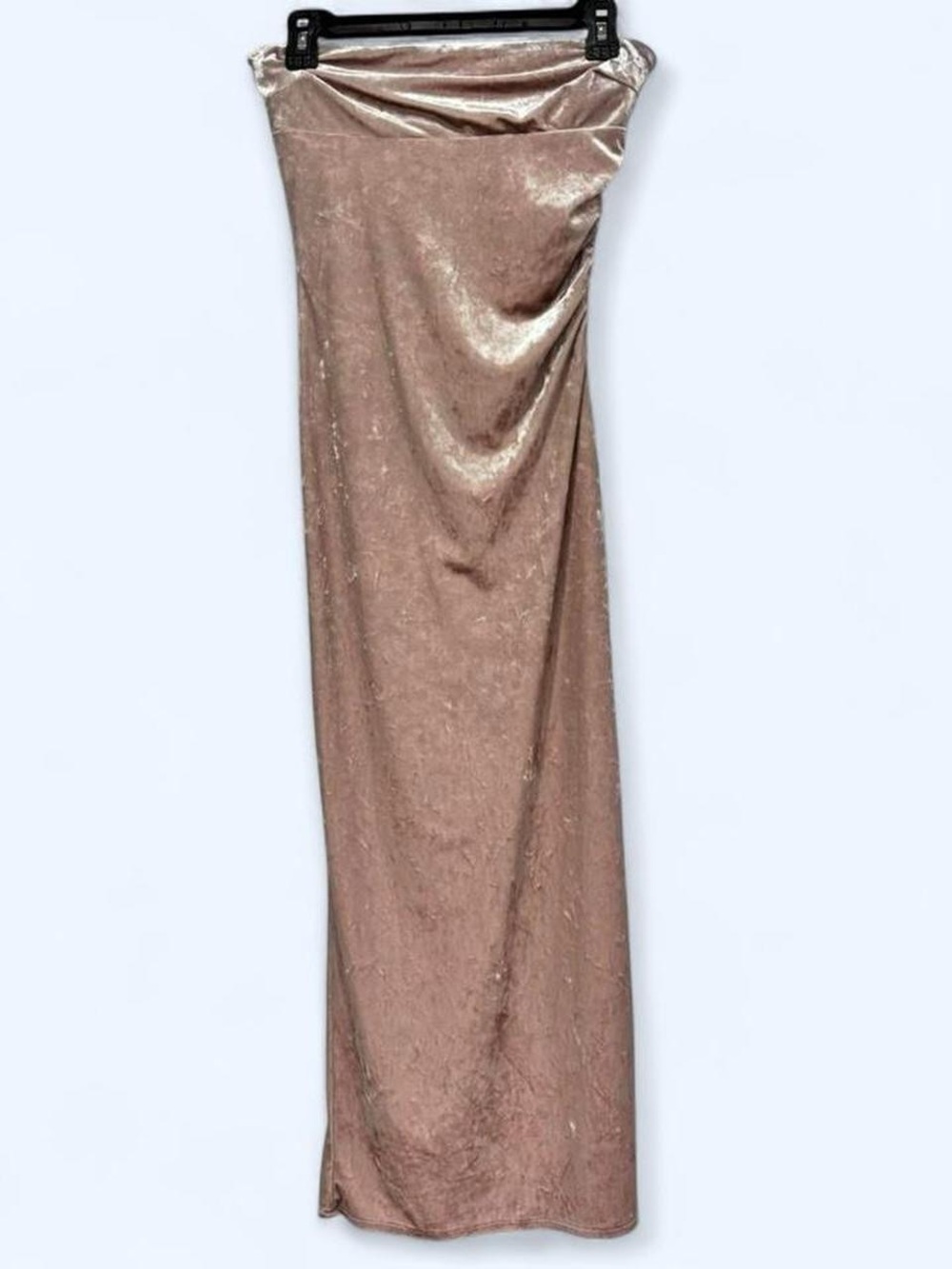 Velvet Strapless Maxi Dress in Blush